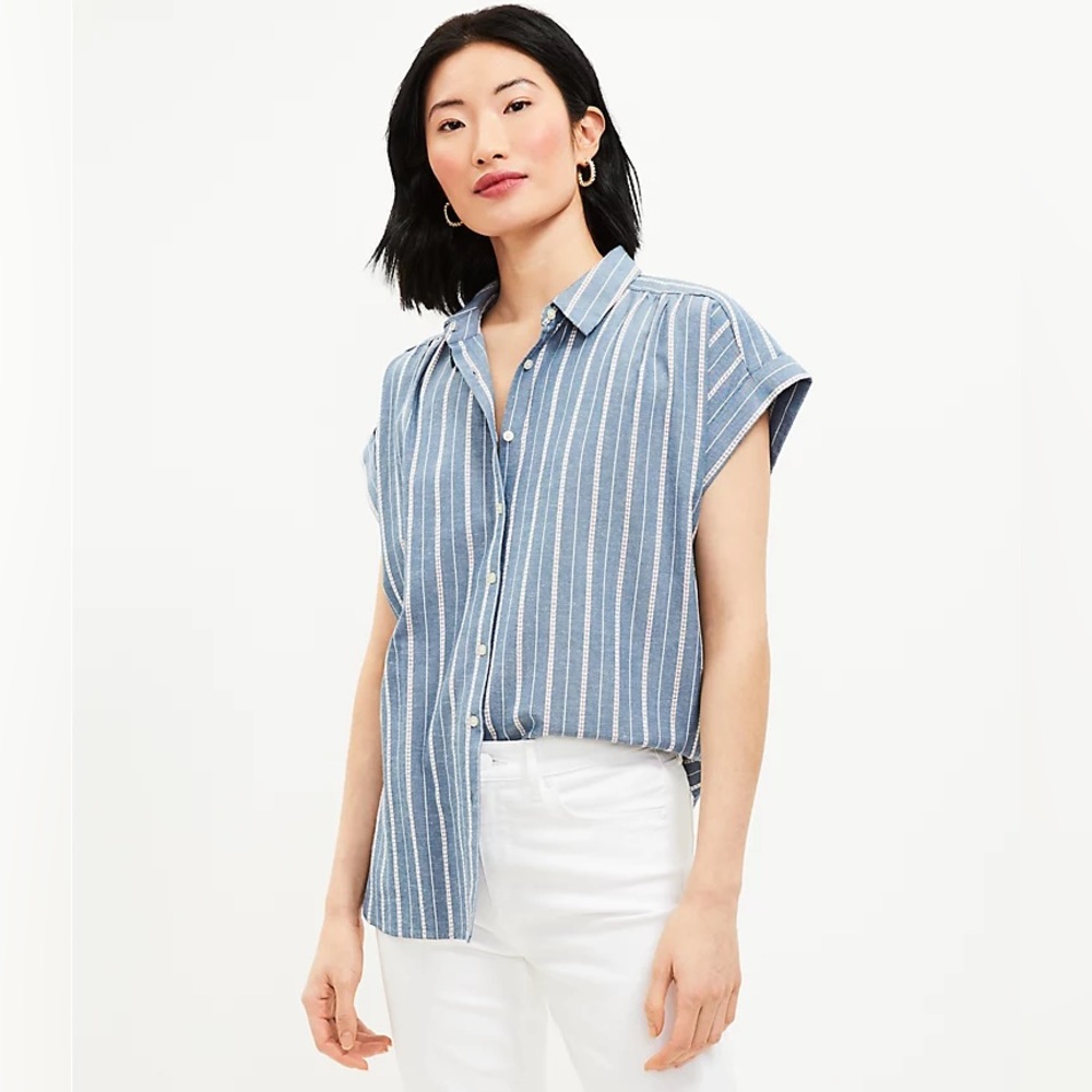 Loft Dobby Stripe Dolman Everyday Button Up